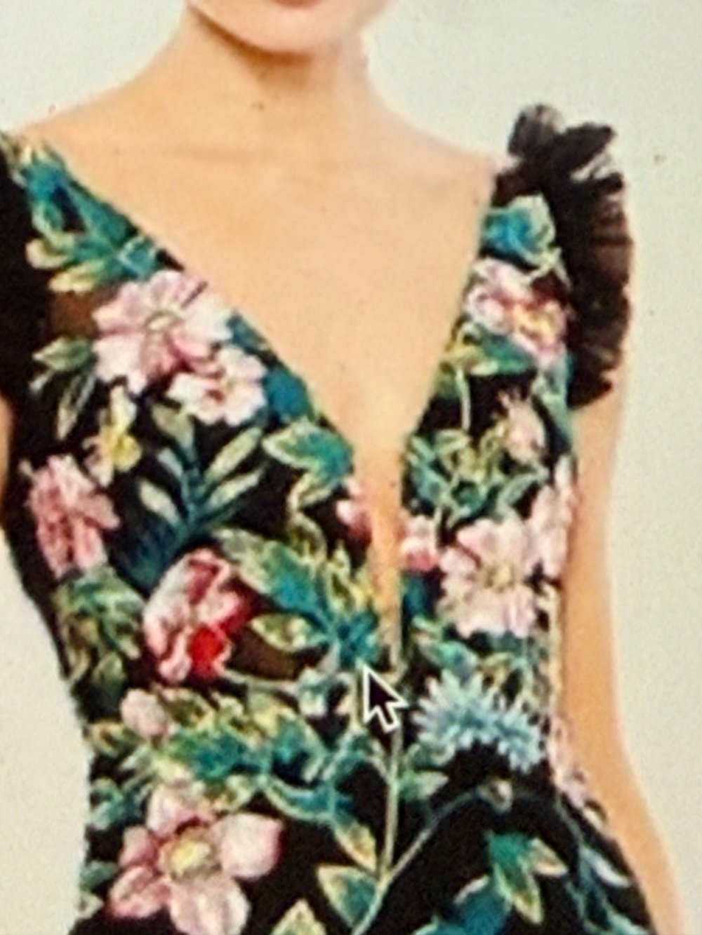 Mac Duggal Black Embroidered Floral Plunge Neck Trumpet Gown NWT Anthropologie - Picture 2 of 15